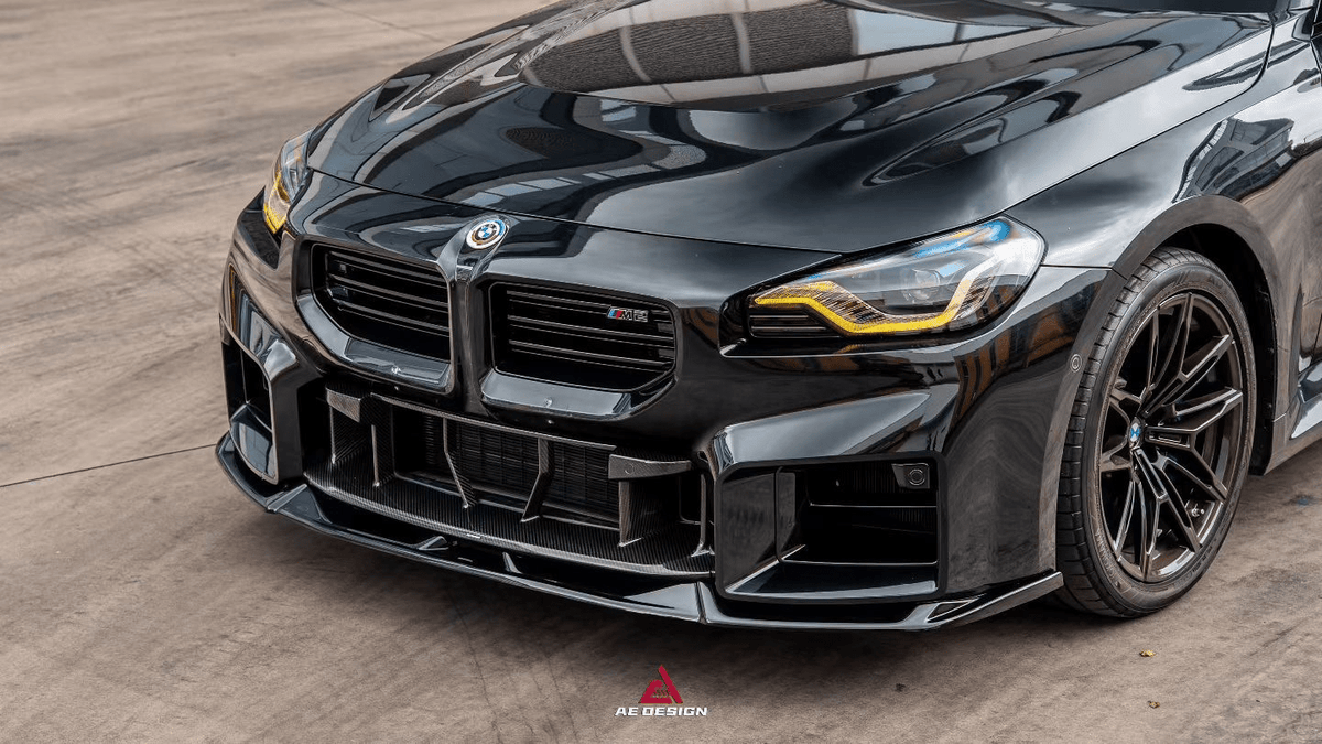 AE DESIGN - BMW M2 G87 GLOSS BLACK FRONT LIP - Aero Carbon UK