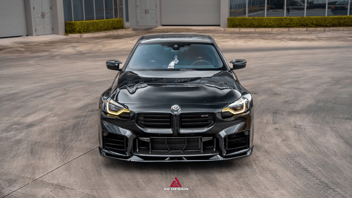 AE DESIGN - BMW M2 G87 GLOSS BLACK FRONT LIP - Aero Carbon UK