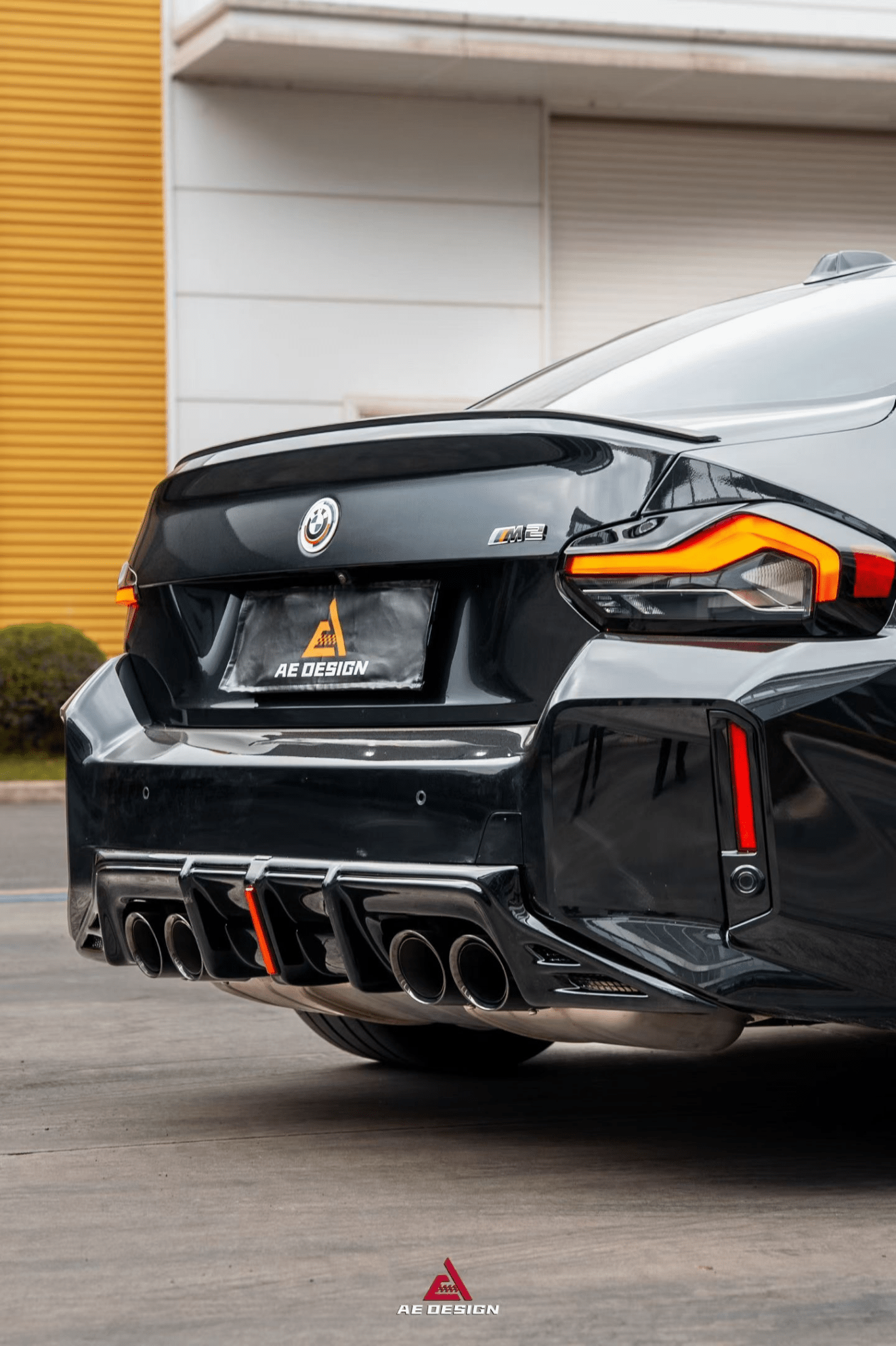 AE DESIGN - BMW M2 G87 GLOSS BLACK REAR LED DIFFUSER - Aero Carbon UK