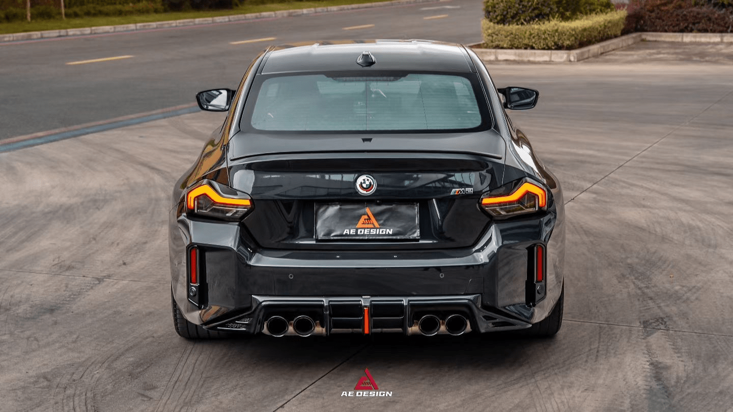 AE DESIGN - BMW M2 G87 GLOSS BLACK REAR LED DIFFUSER - Aero Carbon UK