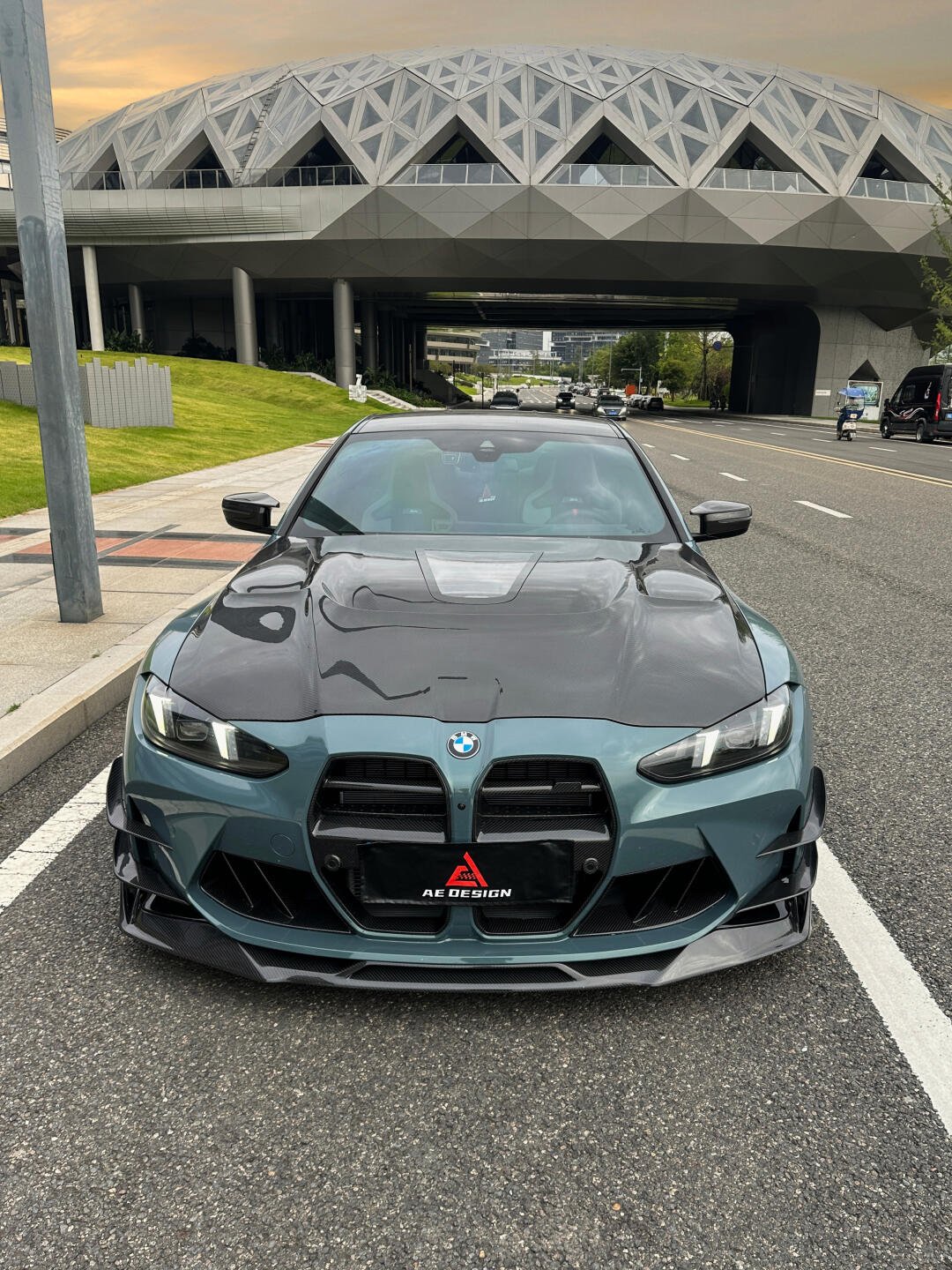 AE DESIGN - BMW M3 G80 / M4 G82 CARBON FIBER V2 HOOD BONNET WITH TRANSPARENT CLEAR ENGINE COVER - Aero Carbon UK