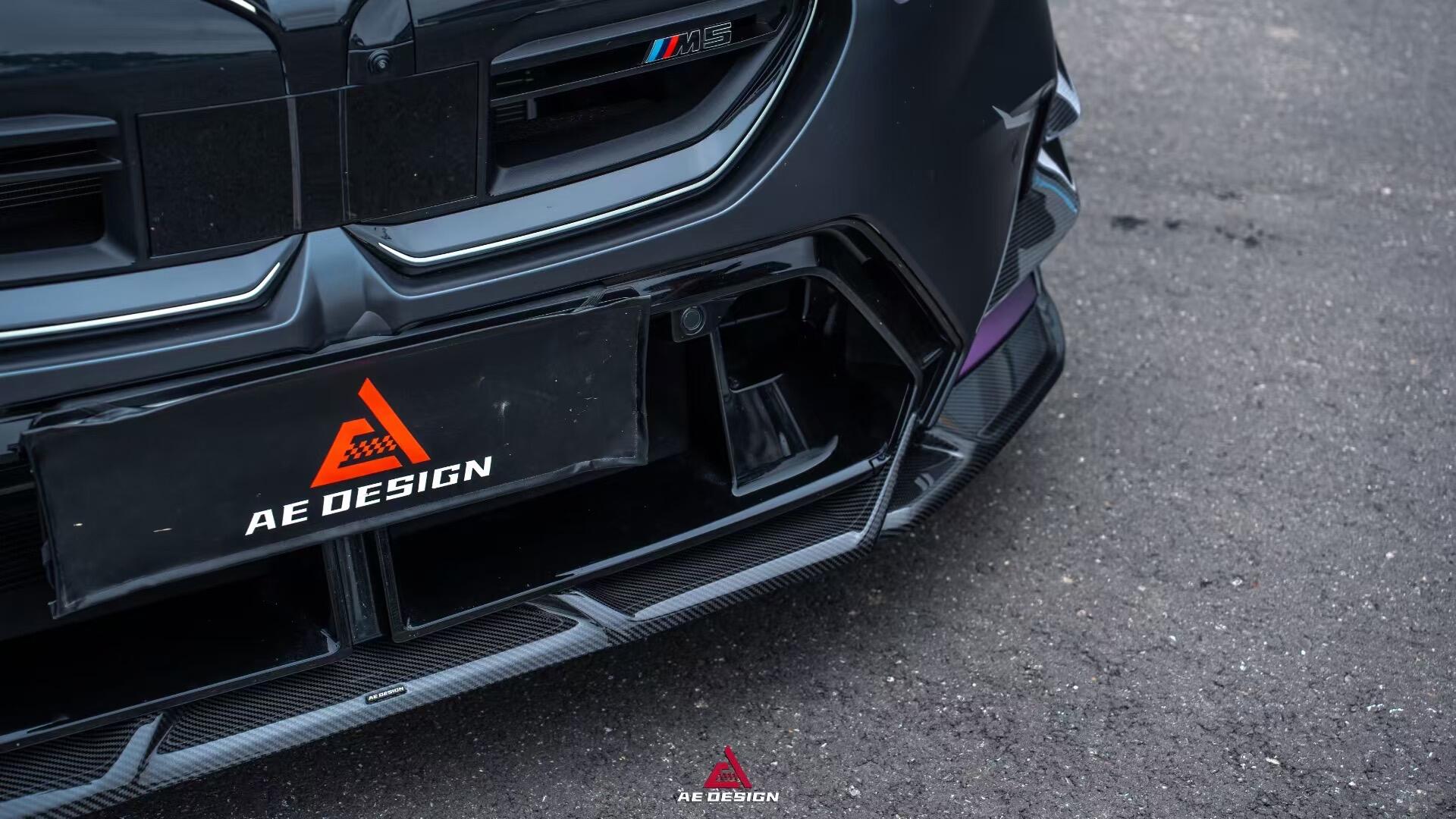 AE DESIGN - BMW M5 G90 DRY CARBON FIBER FRONT LIP - Aero Carbon UK