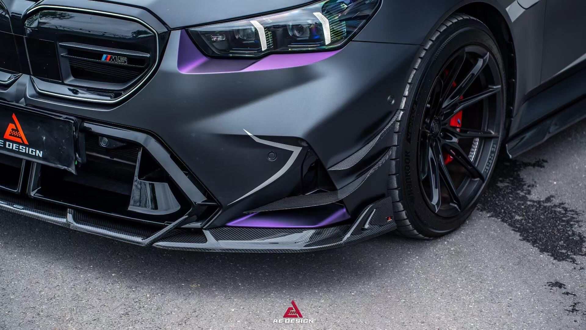 AE DESIGN - BMW M5 G90 DRY CARBON FIBER FRONT LIP - Aero Carbon UK