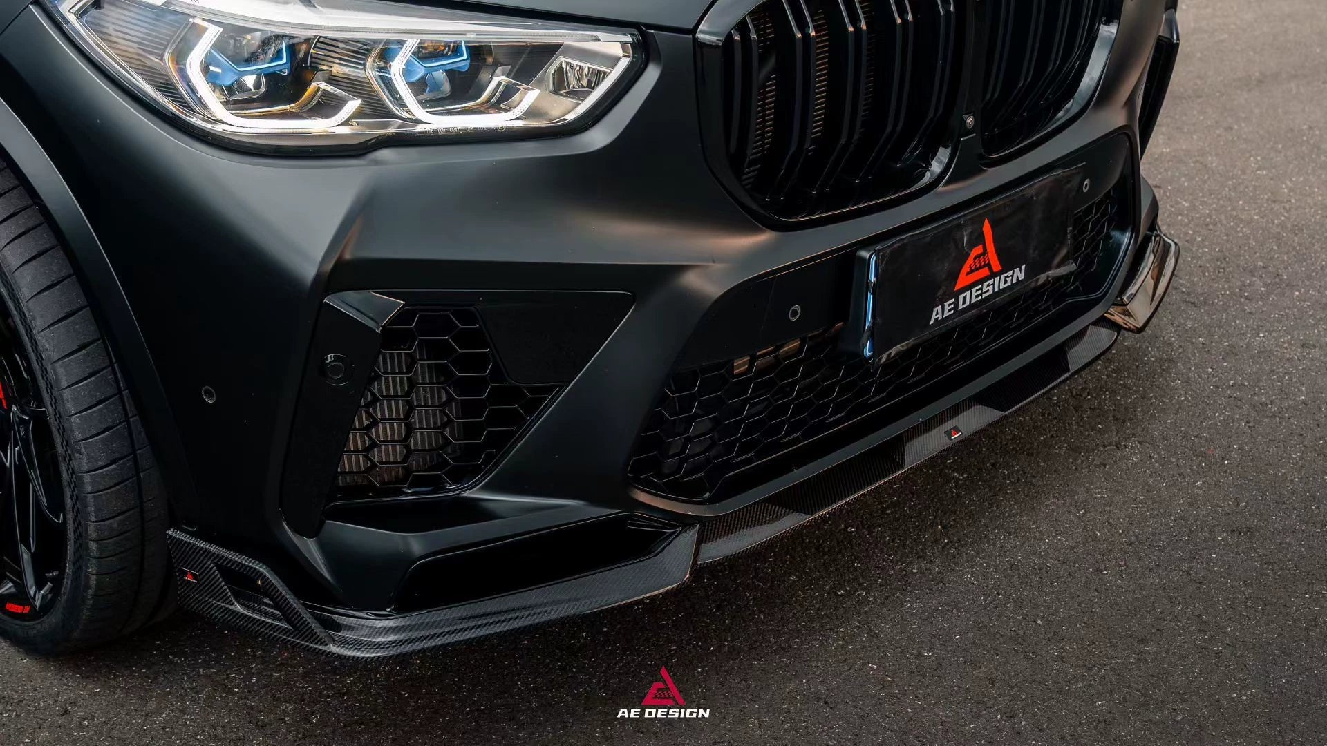 AE DESIGN - BMW X5M F95 PRE-LCI CARBON FIBER FRONT LIP - Aero Carbon UK