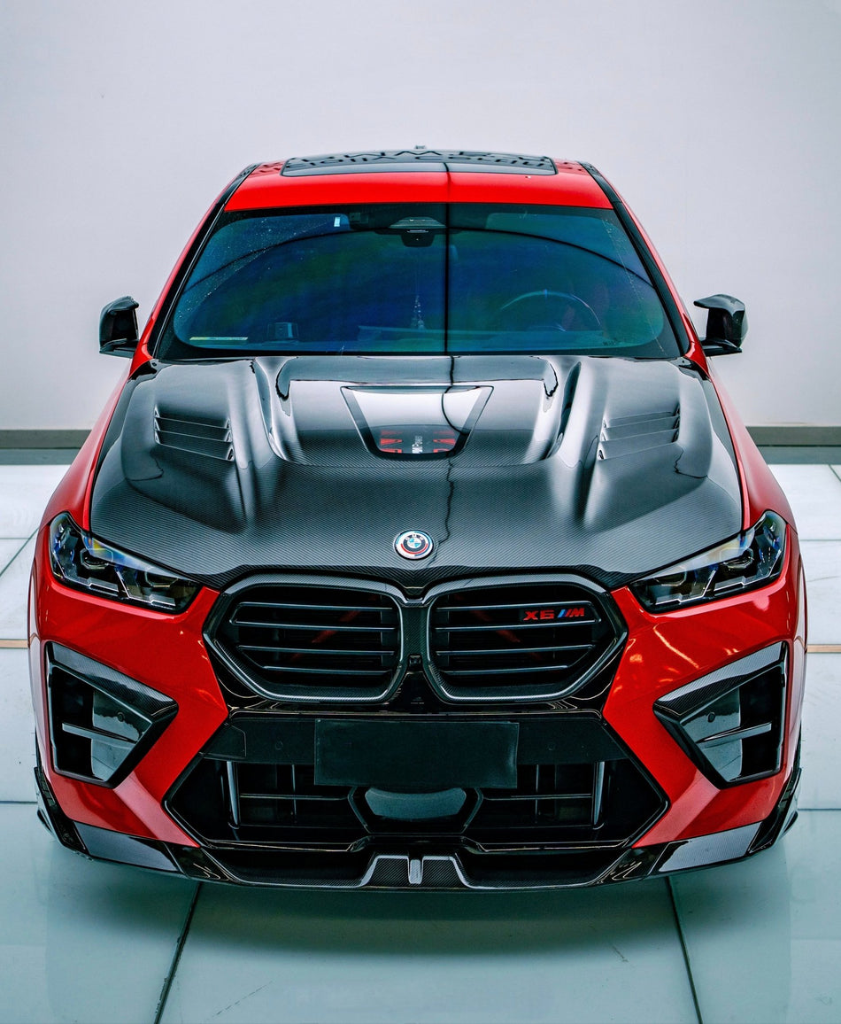 AE DESIGN - BMW X5M F95 / X6M F96 DRY CARBON FIBER HOOD BONNET V2 - Aero Carbon UK