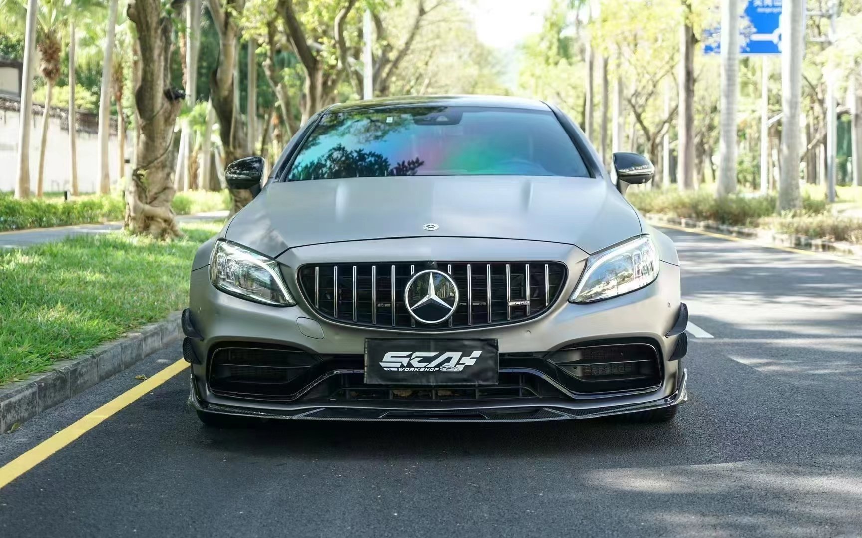 AE DESIGN - MERCEDES BENZ C63 C63S W205 CARBON FIBRE FRONT CANARDS - Aero Carbon UK