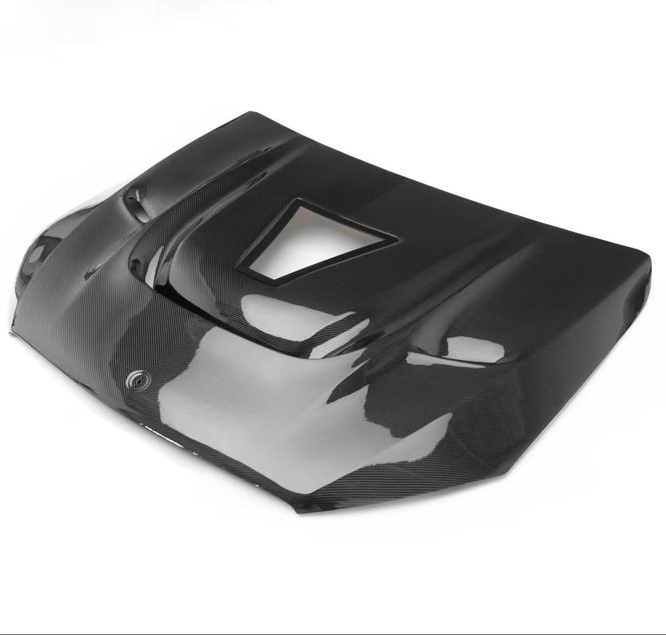 AE DESIGN - MERCEDES BENZ GLC43 / GLC63 / GLC300 X253 C253 2016-2023 DRY CARBON FIBRE TRANSPARENT GLASS VENTED HOOD BONNET V2 - Aero Carbon UK