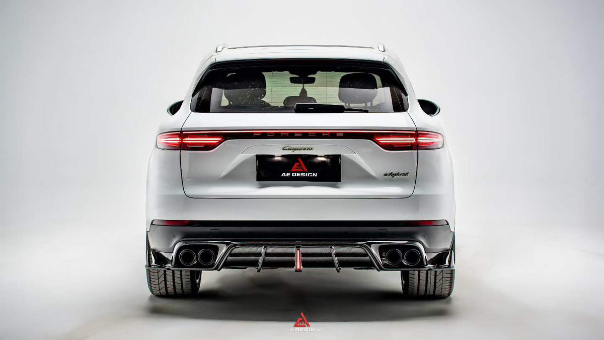 AE DESIGN - PORSCHE CAYENNE 9Y0 9Y3 DRY CARBON FIBRE REAR LED DIFFUSER - Aero Carbon UK