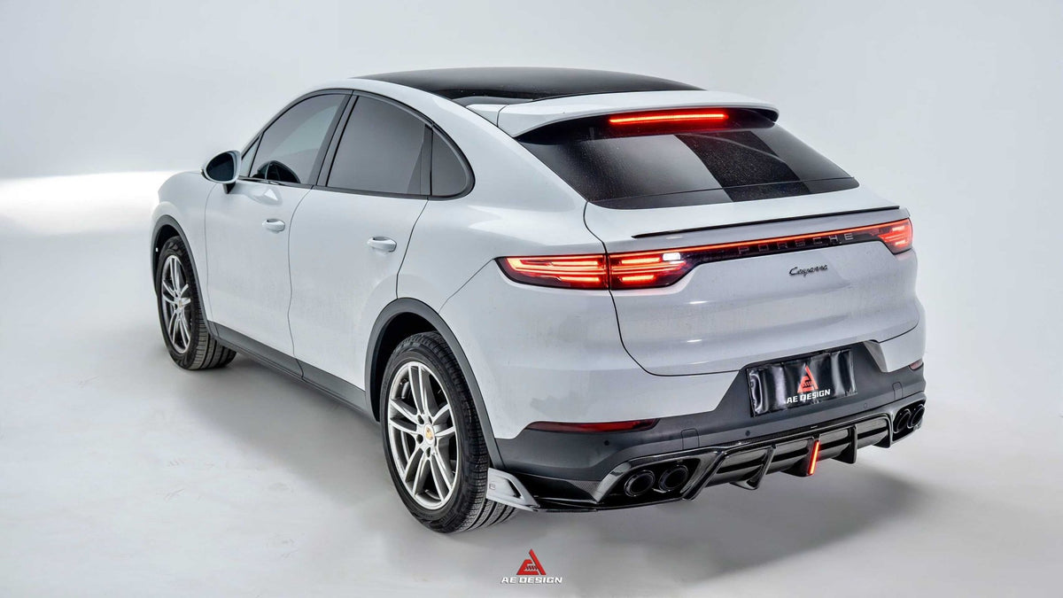 AE DESIGN - PORSCHE CAYENNE 9Y0 9Y3 DRY CARBON FIBRE REAR LED DIFFUSER - Aero Carbon UK