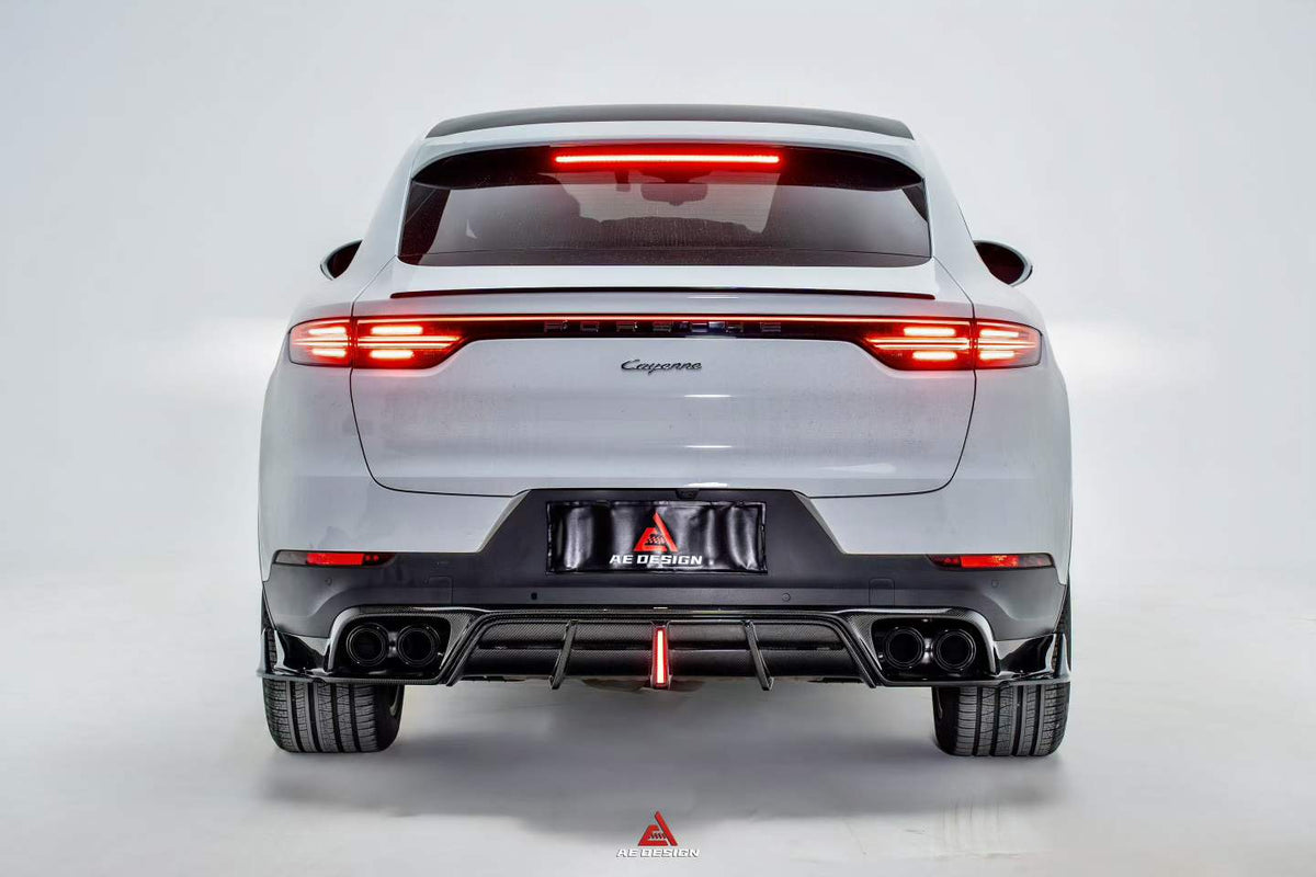 AE DESIGN - PORSCHE CAYENNE 9Y0 9Y3 DRY CARBON FIBRE REAR LED DIFFUSER - Aero Carbon UK