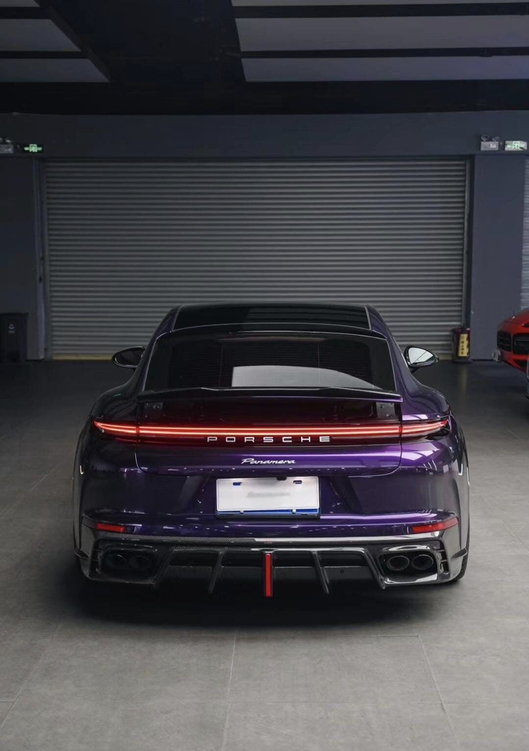 AE DESIGN - PORSCHE PANAMERA 976 2024+ DRY CARBON FIBRE LED REAR DIFFUSER - Aero Carbon UK