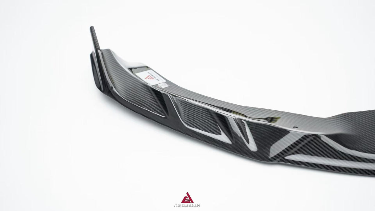 AE DESIGN - TESLA MODEL 3 HIGHLAND 2024+ DRY CARBON FIBRE FRONT LIP V2 - Aero Carbon UK