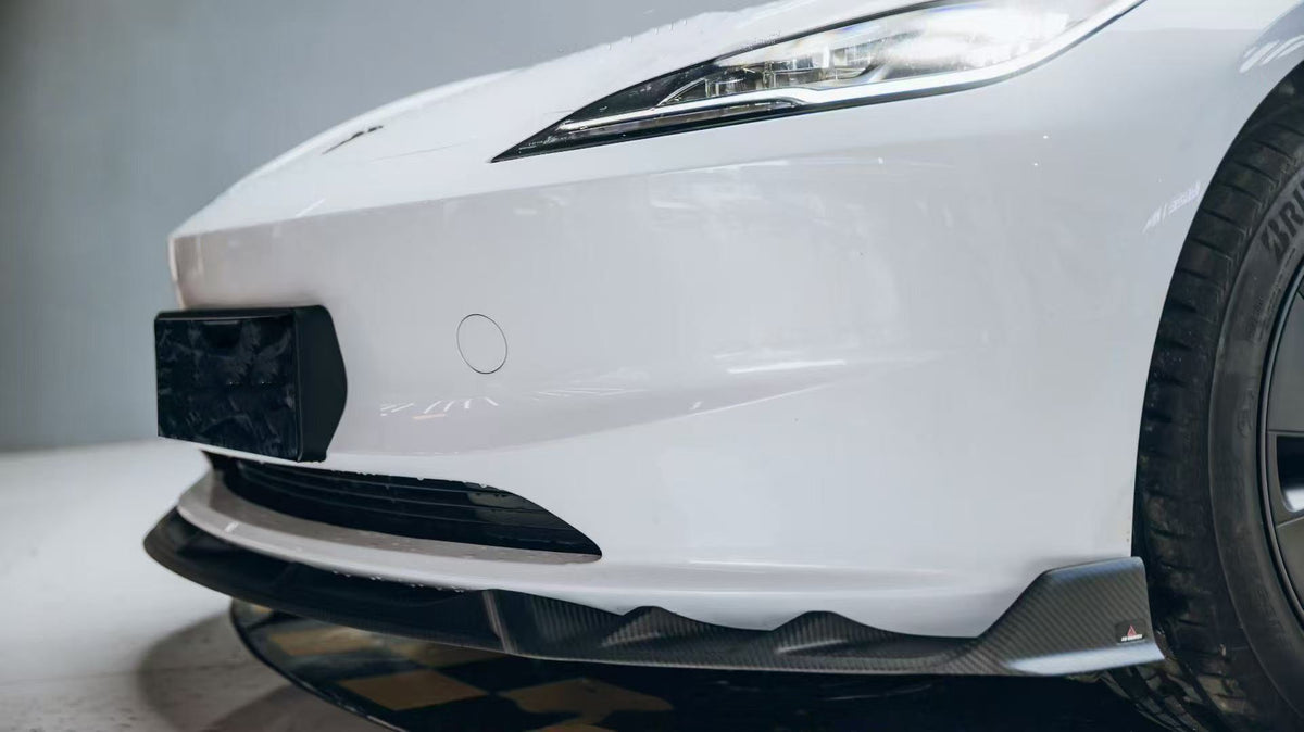 AE DESIGN - TESLA MODEL 3 HIGHLAND 2024+ DRY CARBON FIBRE FRONT LIP V2 - Aero Carbon UK