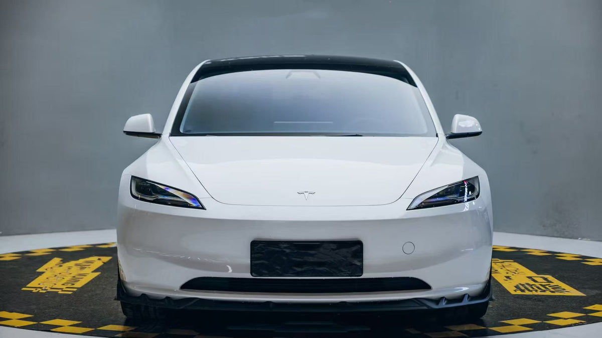 AE DESIGN - TESLA MODEL 3 HIGHLAND 2024+ DRY CARBON FIBRE FRONT LIP V2 - Aero Carbon UK