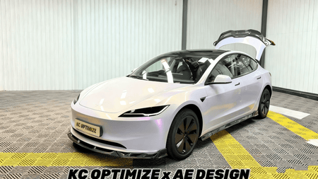 AE DESIGN - TESLA MODEL 3 HIGHLAND 2024+ DRY CARBON FIBRE FRONT LIP V2 - Aero Carbon UK