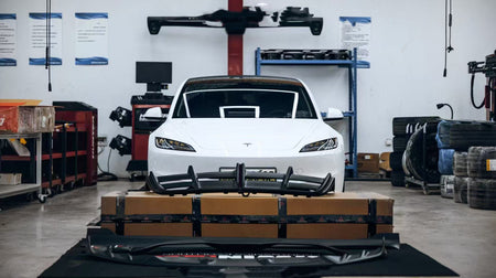 AE DESIGN - TESLA MODEL 3 HIGHLAND 2024+ DRY CARBON FIBRE FRONT LIP V2 - Aero Carbon UK