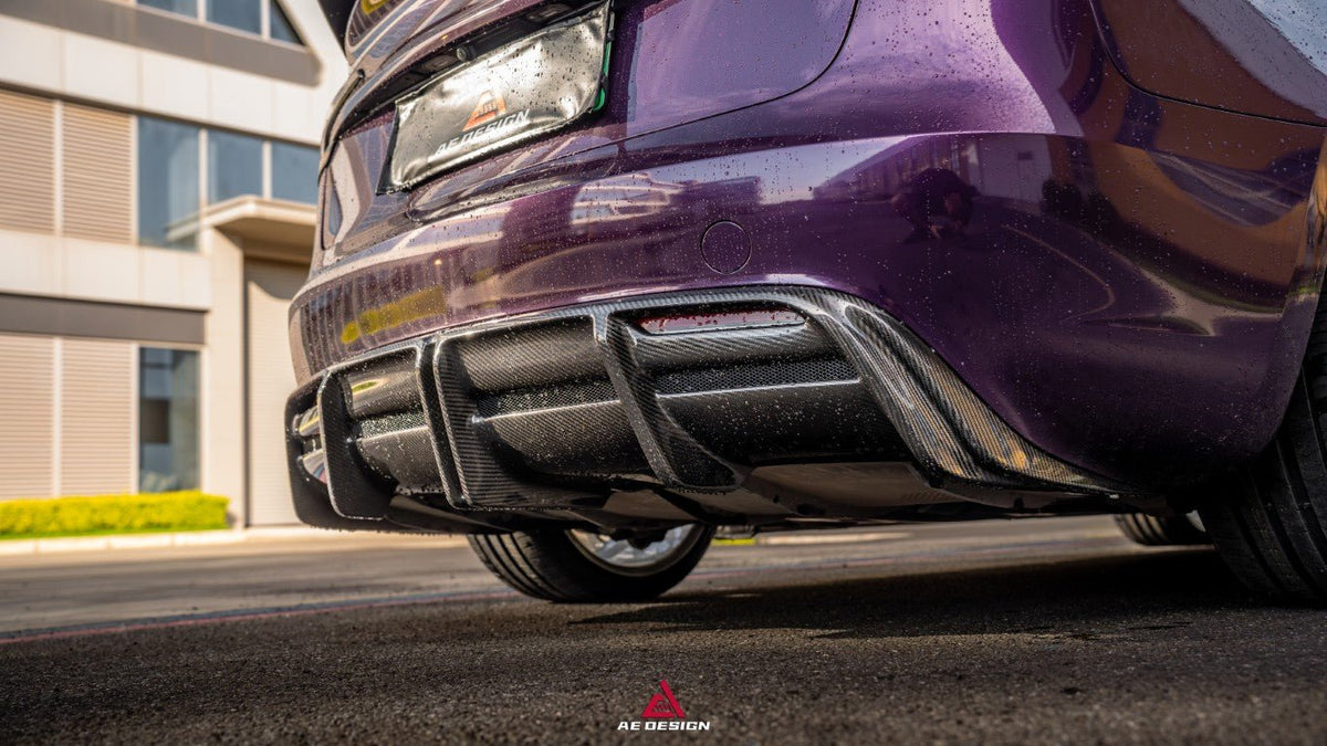 AE DESIGN - TESLA MODEL 3 HIGHLAND / PERFORMANCE 2024+ DRY CARBON FIBRE REAR DIFFUSER V2 - Aero Carbon UK