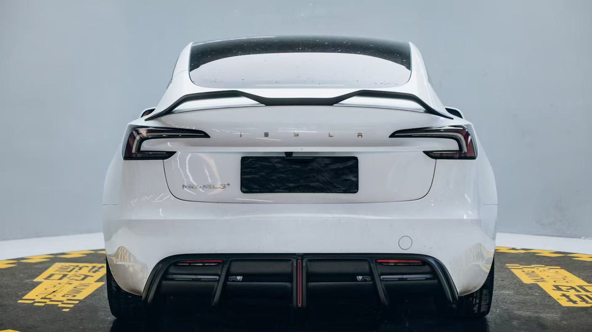 AE DESIGN - TESLA MODEL 3 HIGHLAND / PERFORMANCE 2024+ DRY CARBON FIBRE REAR DIFFUSER V2 - Aero Carbon UK