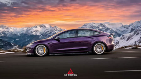 AE DESIGN - TESLA MODEL 3 HIGHLAND / PERFORMANCE 2024+ DRY CARBON FIBRE REAR DIFFUSER V2 - Aero Carbon UK