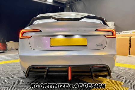 AE DESIGN - TESLA MODEL 3 HIGHLAND / PERFORMANCE 2024+ DRY CARBON FIBRE REAR DIFFUSER V2 - Aero Carbon UK