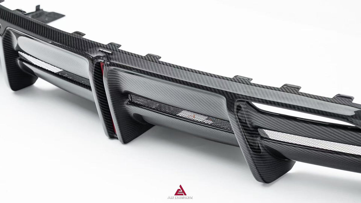 AE DESIGN - TESLA MODEL 3 HIGHLAND / PERFORMANCE 2024+ DRY CARBON FIBRE REAR DIFFUSER V2 - Aero Carbon UK