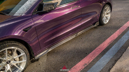 AE DESIGN - TESLA MODEL 3 HIGHLAND / PERFORMANCE 2024+ DRY CARBON FIBRE SIDE SKIRTS V2 - Aero Carbon UK