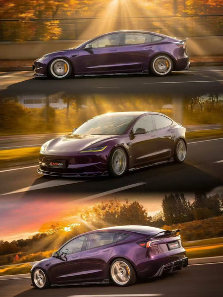 AE DESIGN - TESLA MODEL 3 HIGHLAND / PERFORMANCE 2024+ DRY CARBON FIBRE SIDE SKIRTS V2 - Aero Carbon UK