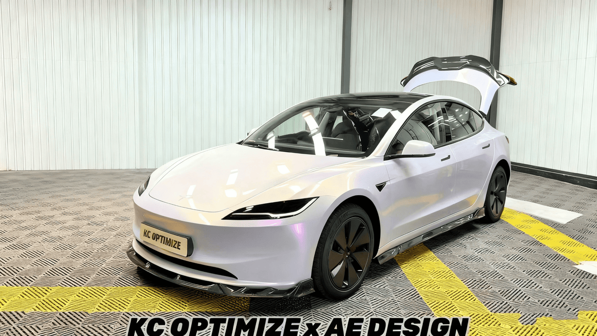 AE DESIGN - TESLA MODEL 3 HIGHLAND / PERFORMANCE 2024+ DRY CARBON FIBRE SIDE SKIRTS V2 - Aero Carbon UK