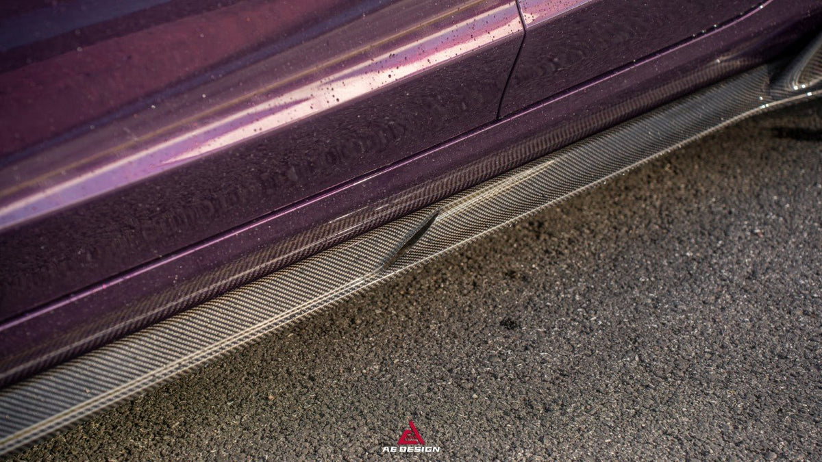 AE DESIGN - TESLA MODEL 3 HIGHLAND / PERFORMANCE 2024+ DRY CARBON FIBRE SIDE SKIRTS V2 - Aero Carbon UK