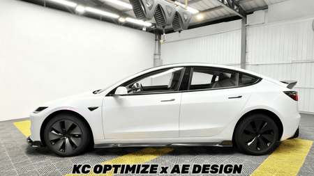 AE DESIGN - TESLA MODEL 3 HIGHLAND / PERFORMANCE 2024+ DRY CARBON FIBRE SIDE SKIRTS V2 - Aero Carbon UK