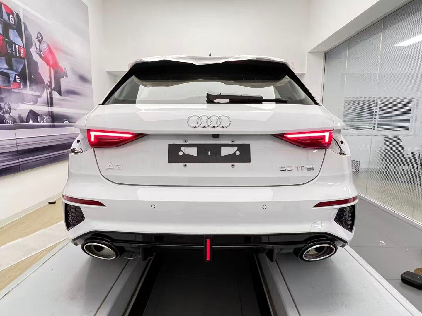 AERO CARBON - AUDI A3 / S3 8Y ABS GLOSS BLACK LED REAR DIFFUSER - Aero Carbon UK
