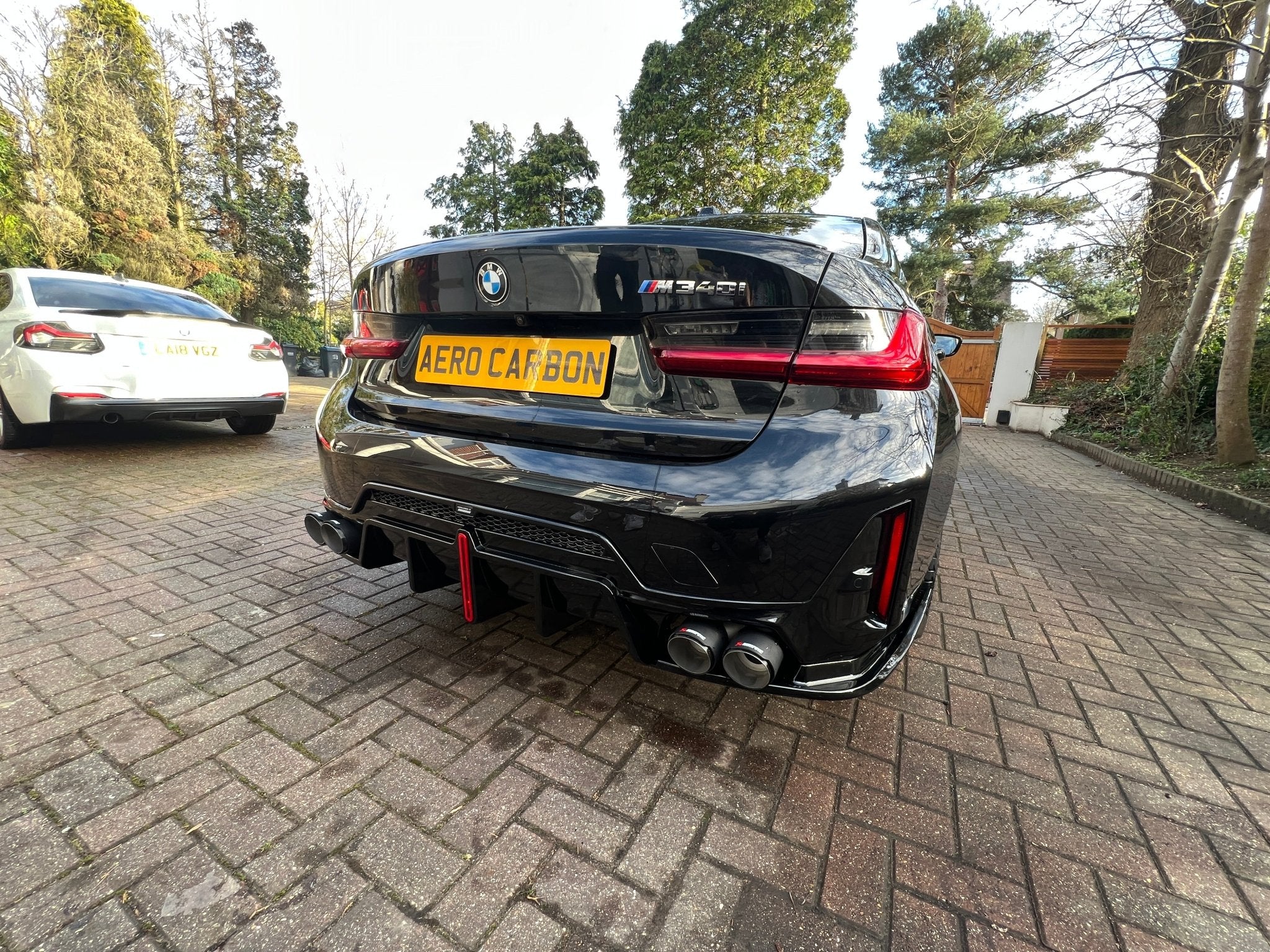 Gloss Black Rear Diffuser For BMW G20 LCI 330i M340i 2023-2025 With LED Light - 3pc Kit