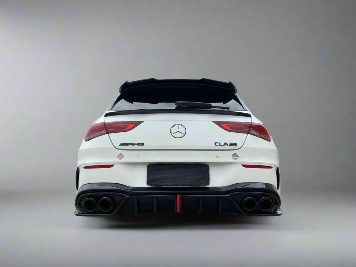 AERO CARBON - MERCEDES BENZ CLA W118 / CLA35 GLOSS BLACK LED REAR DIFFUSER - Aero Carbon UK