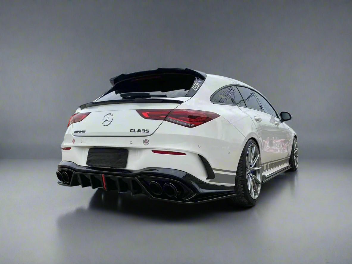 AERO CARBON - MERCEDES BENZ CLA W118 / CLA35 GLOSS BLACK LED REAR DIFFUSER - Aero Carbon UK