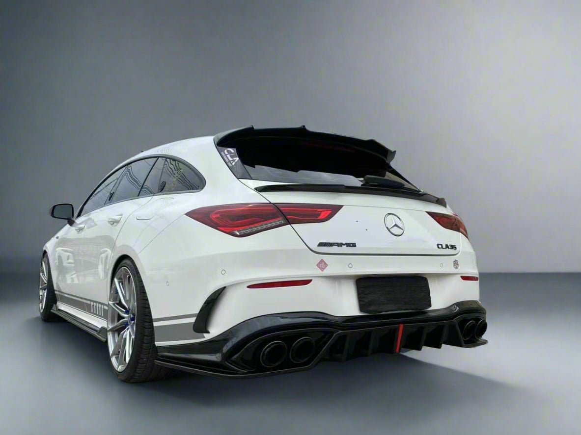 AERO CARBON - MERCEDES BENZ CLA W118 / CLA35 GLOSS BLACK LED REAR DIFFUSER - Aero Carbon UK