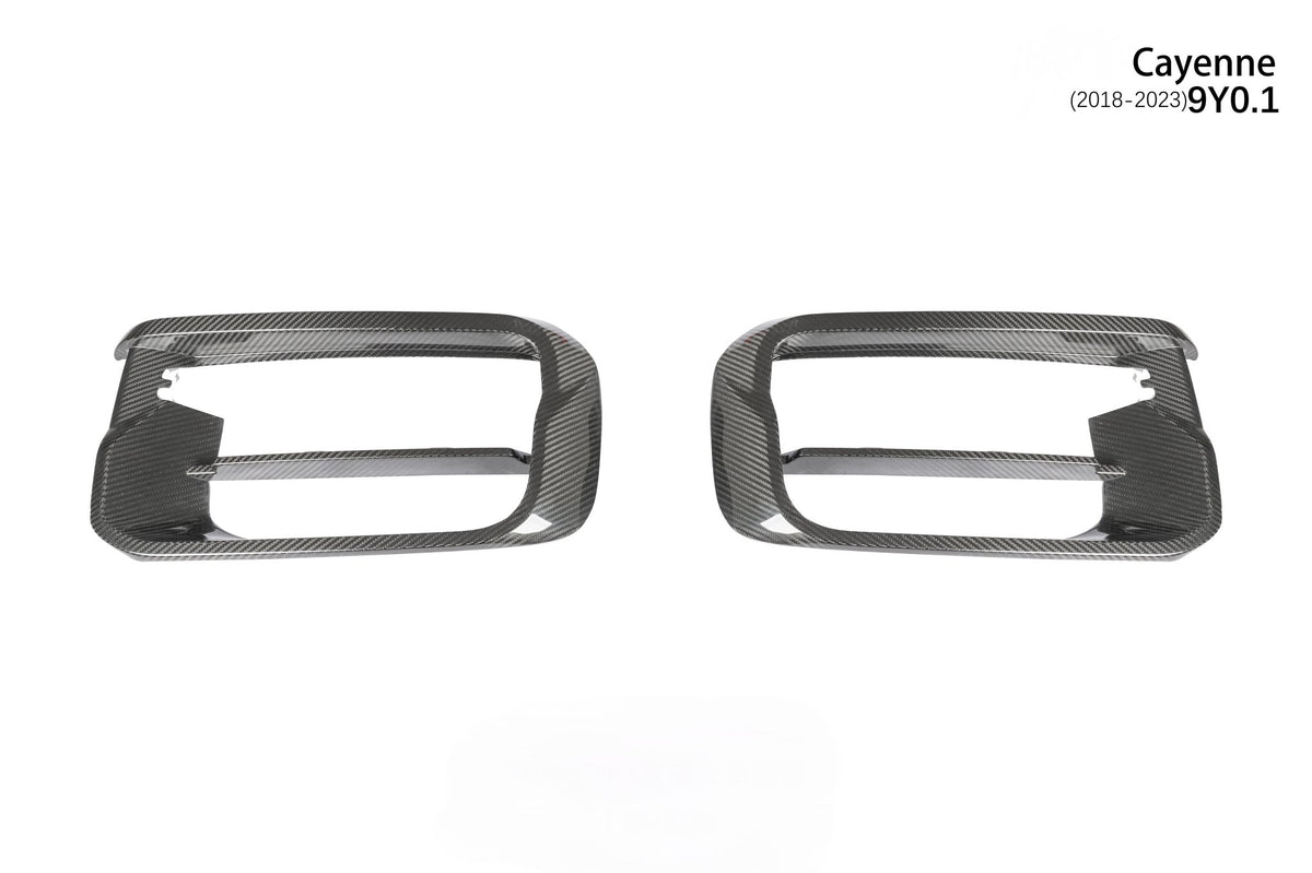 AERO CARBON - PORSCHE CAYENNE 9Y0.1 DRY CARBON FIBER FRONT BUMPER INSERTS - Aero Carbon UK