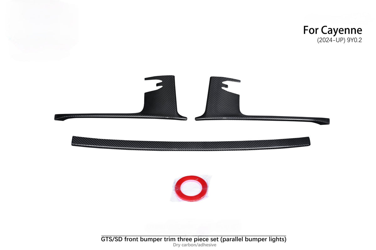 AERO CARBON - PORSCHE CAYENNE GTS 9Y0.2 DRY CARBON FIBER FRONT BUMPER TRIM - Aero Carbon UK