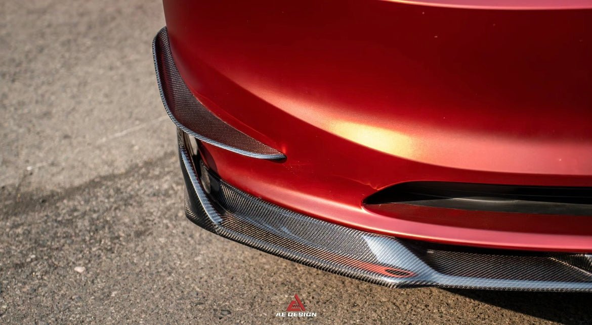 AERO DESIGN - TESLA MODEL 3 CARBON FIBRE FRONT CANARDS - Aero Carbon UK