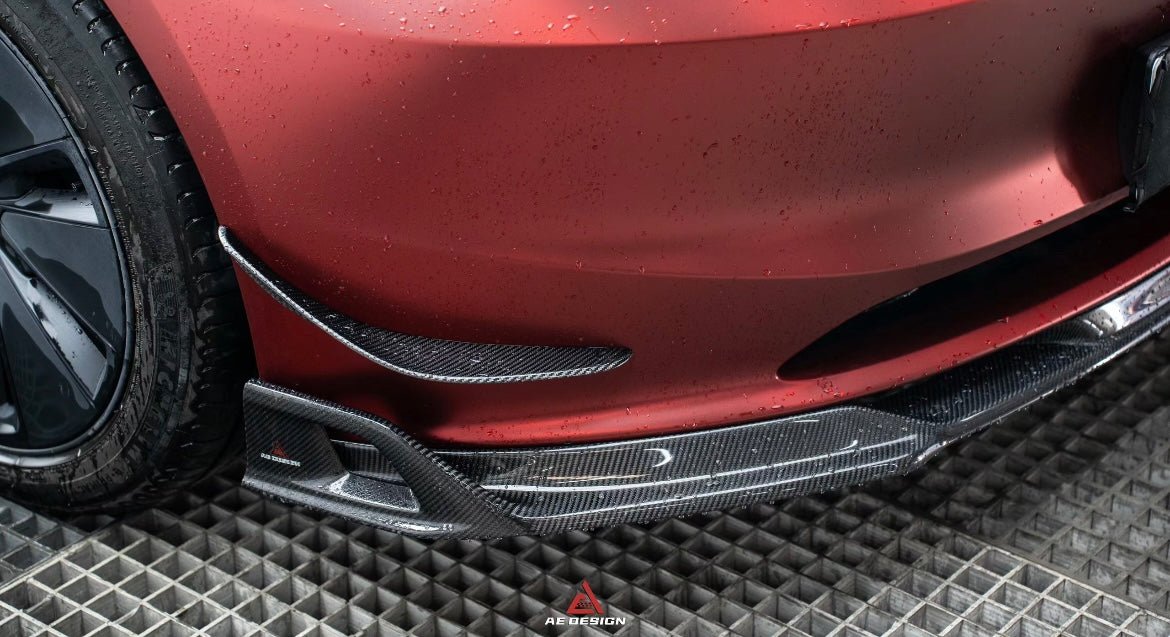 AERO DESIGN - TESLA MODEL 3 CARBON FIBRE FRONT CANARDS - Aero Carbon UK