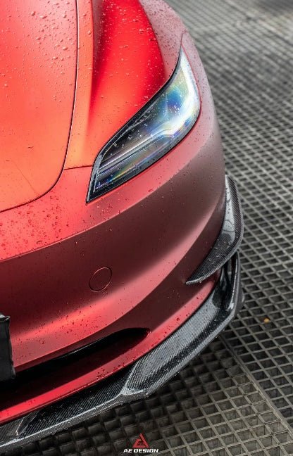 AERO DESIGN - TESLA MODEL 3 CARBON FIBRE FRONT CANARDS - Aero Carbon UK