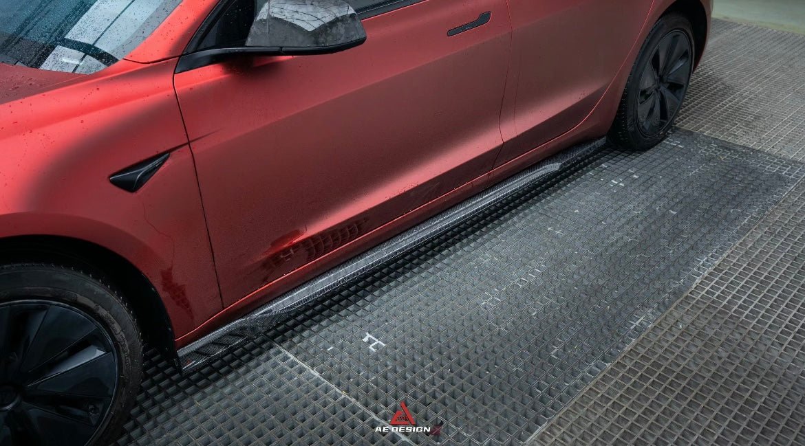 AERO DESIGN - TESLA MODEL 3 CARBON FIBRE SIDE SKIRTS - Aero Carbon UK