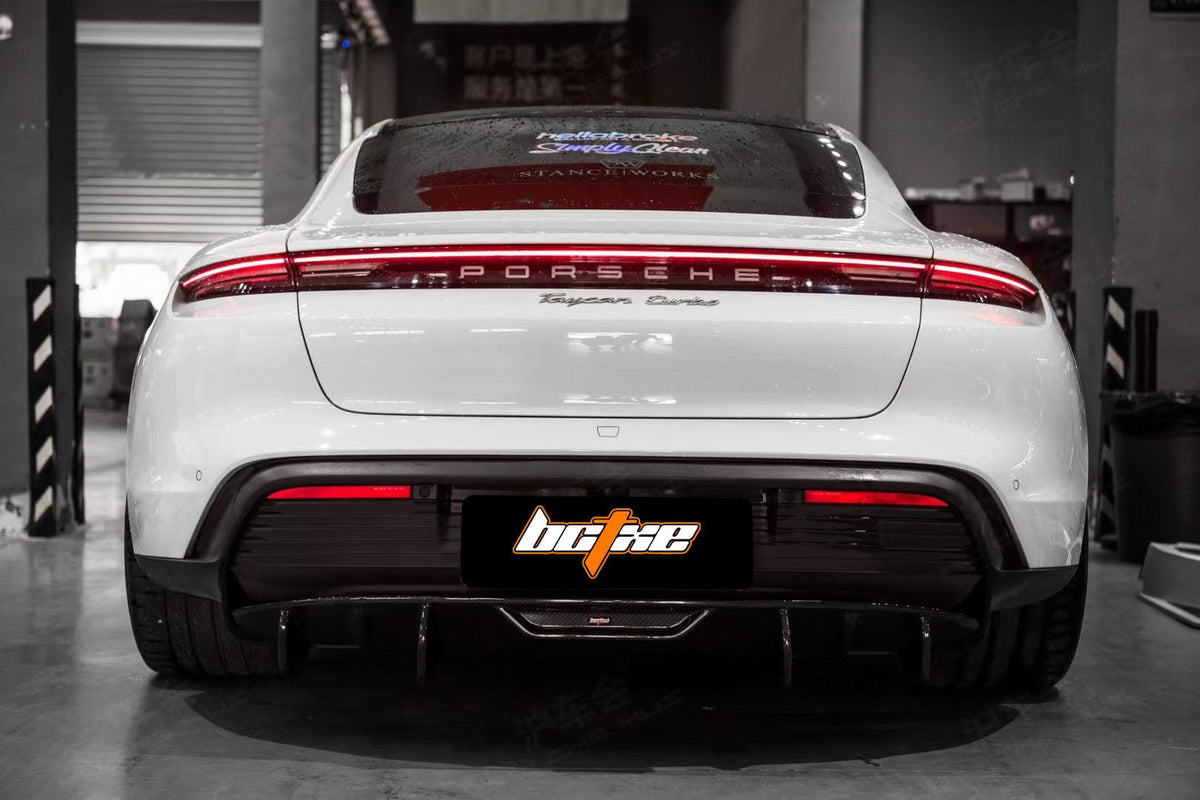 BCTXE - PORSCHE TAYCAN 9J1 / CROSS TURISMO BASE 4 4S GTS 2020+ DRY CARBON FIBRE REAR DIFFUSER - Aero Carbon UK