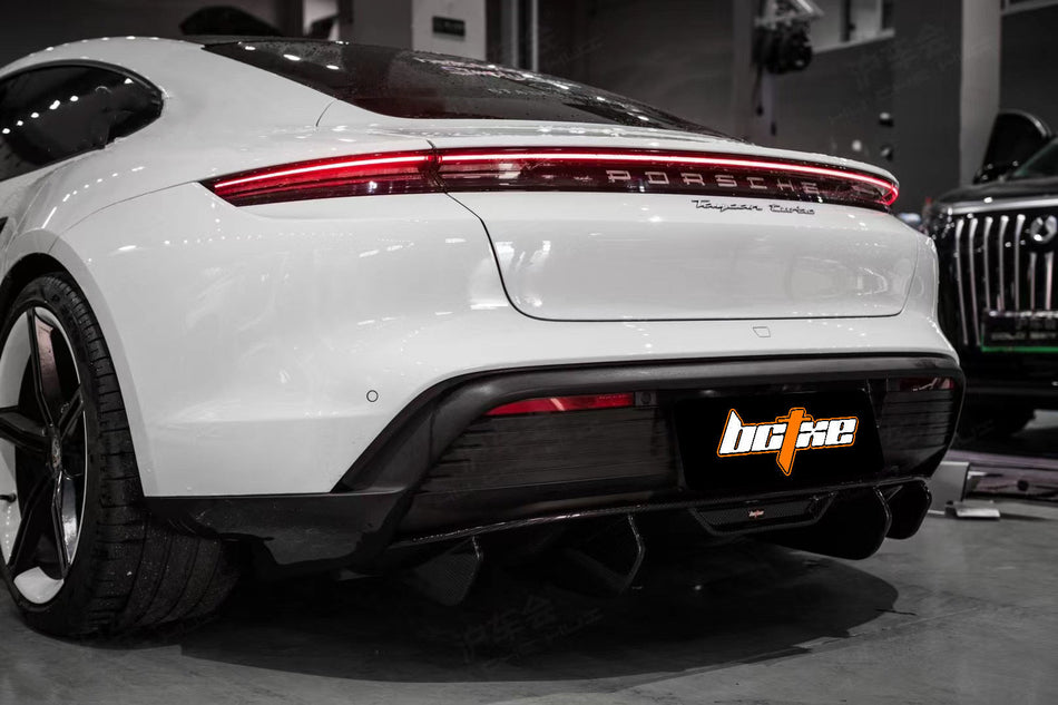 BCTXE - PORSCHE TAYCAN 9J1 / CROSS TURISMO BASE 4 4S GTS 2020+ DRY CARBON FIBRE REAR DIFFUSER - Aero Carbon UK