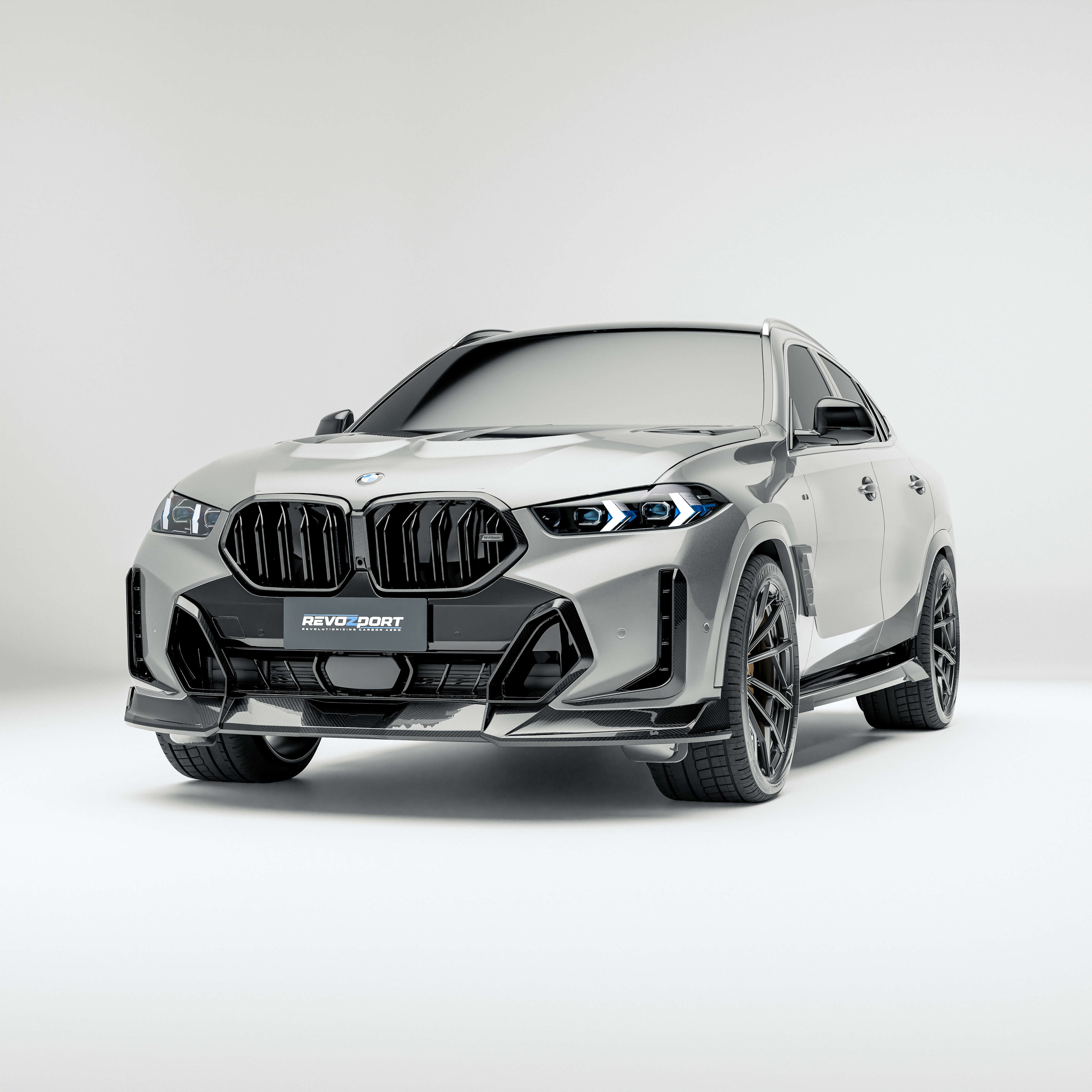 RevozPort BMW X6 G06 carbon fibre front end with canards fitted