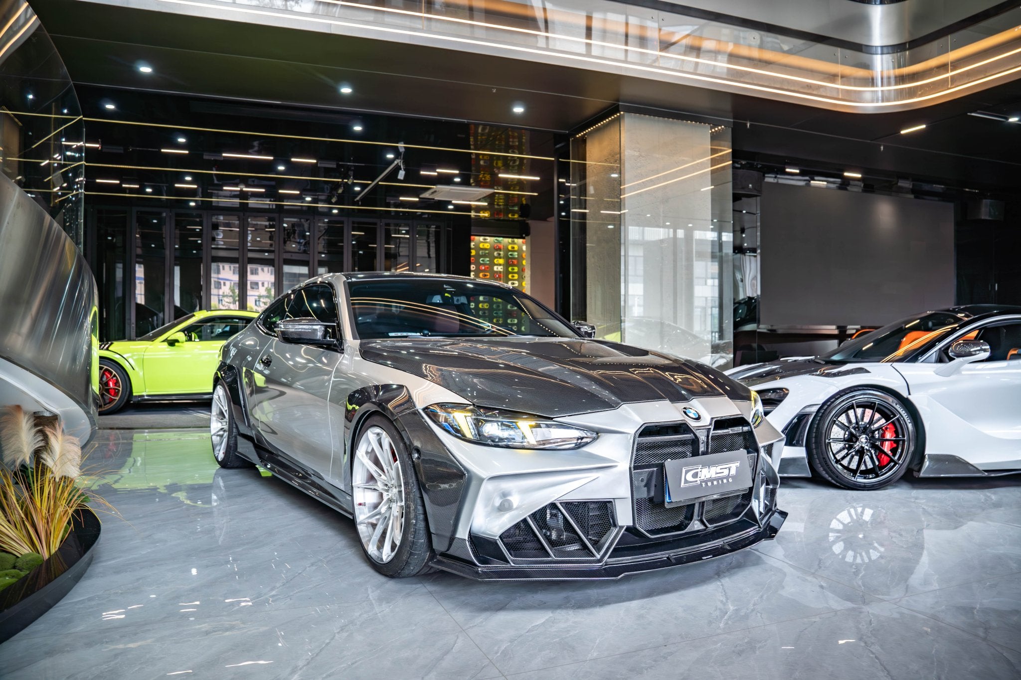 CMST - BMW 4 SERIES G22 FRP/ CARBON FIBER FRONT BUMPER AND HOOD BONNET CONVERSION UPGRADE KIT - Aero Carbon UK