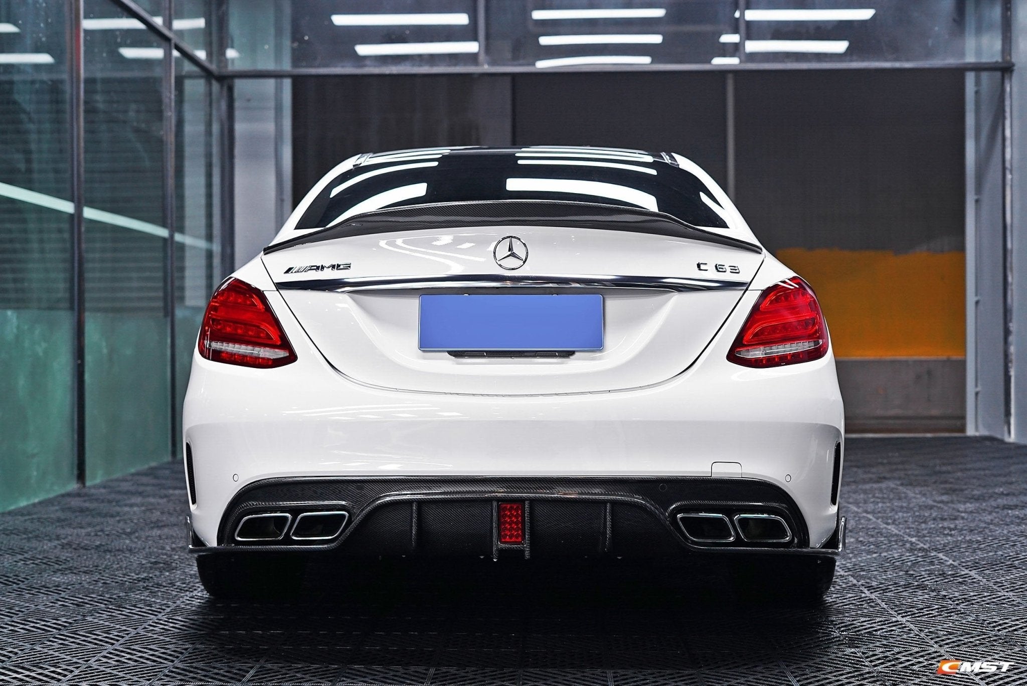 CMST - MERCEDES BENZ C63 SEDAN / COUPE W205 CARBON FIBRE REAR DIFFUSER WITH BRAKE LIGHT - Aero Carbon UK