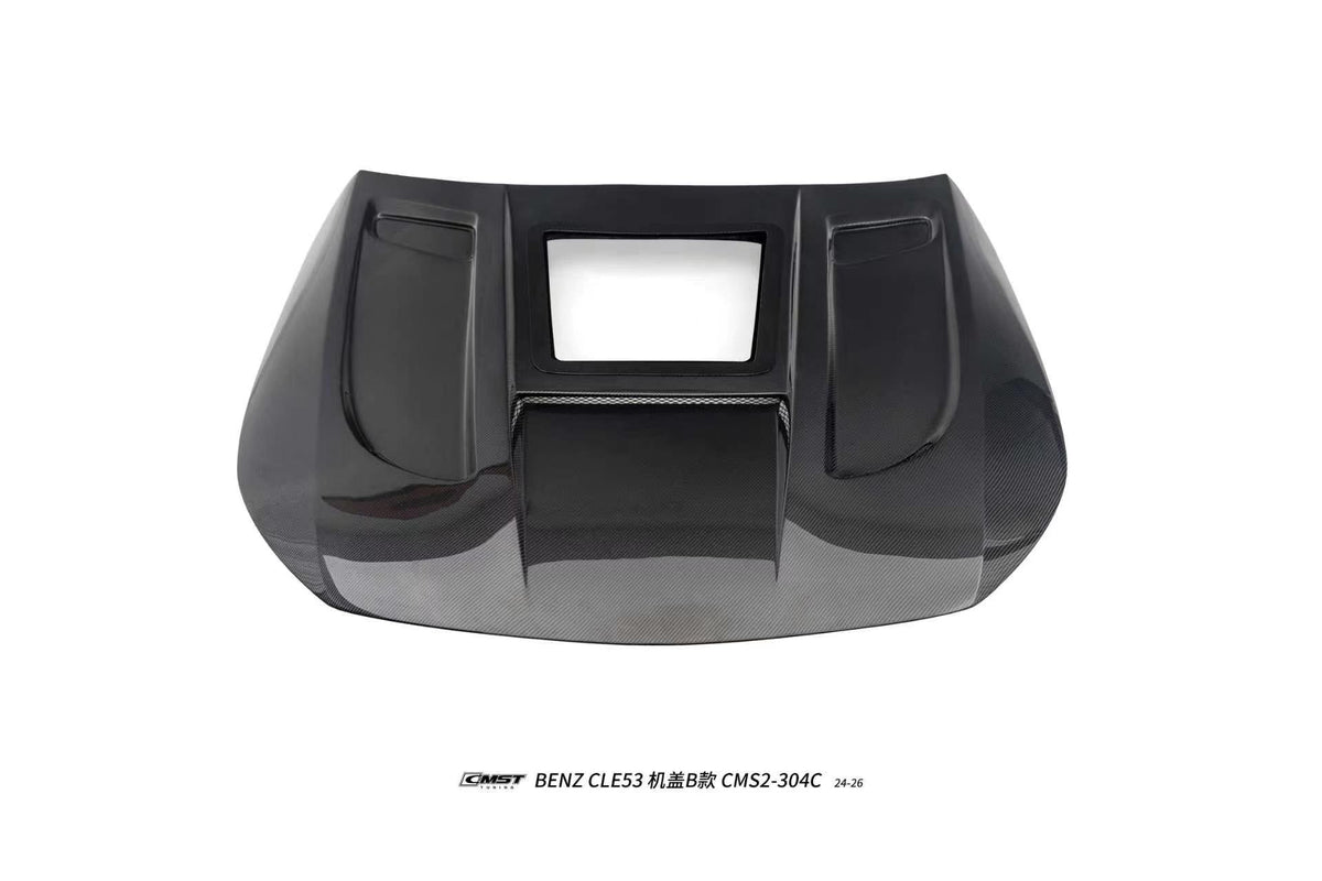 CMST - MERCEDES BENZ CLE53 C236 CARBON FIBRE BONNET / HOOD B - MIDDLE TRANSPARENT VERSION - Aero Carbon UK