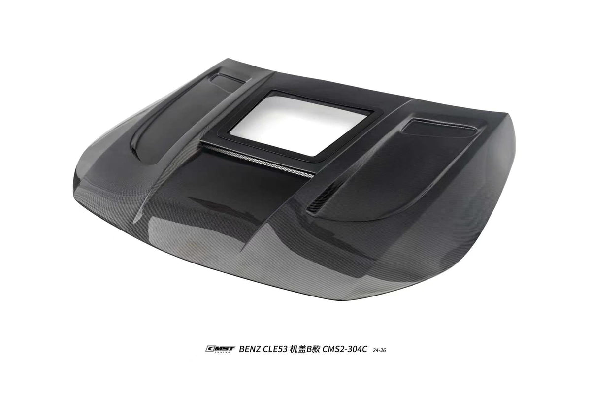 CMST - MERCEDES BENZ CLE53 C236 CARBON FIBRE BONNET / HOOD B - MIDDLE TRANSPARENT VERSION - Aero Carbon UK