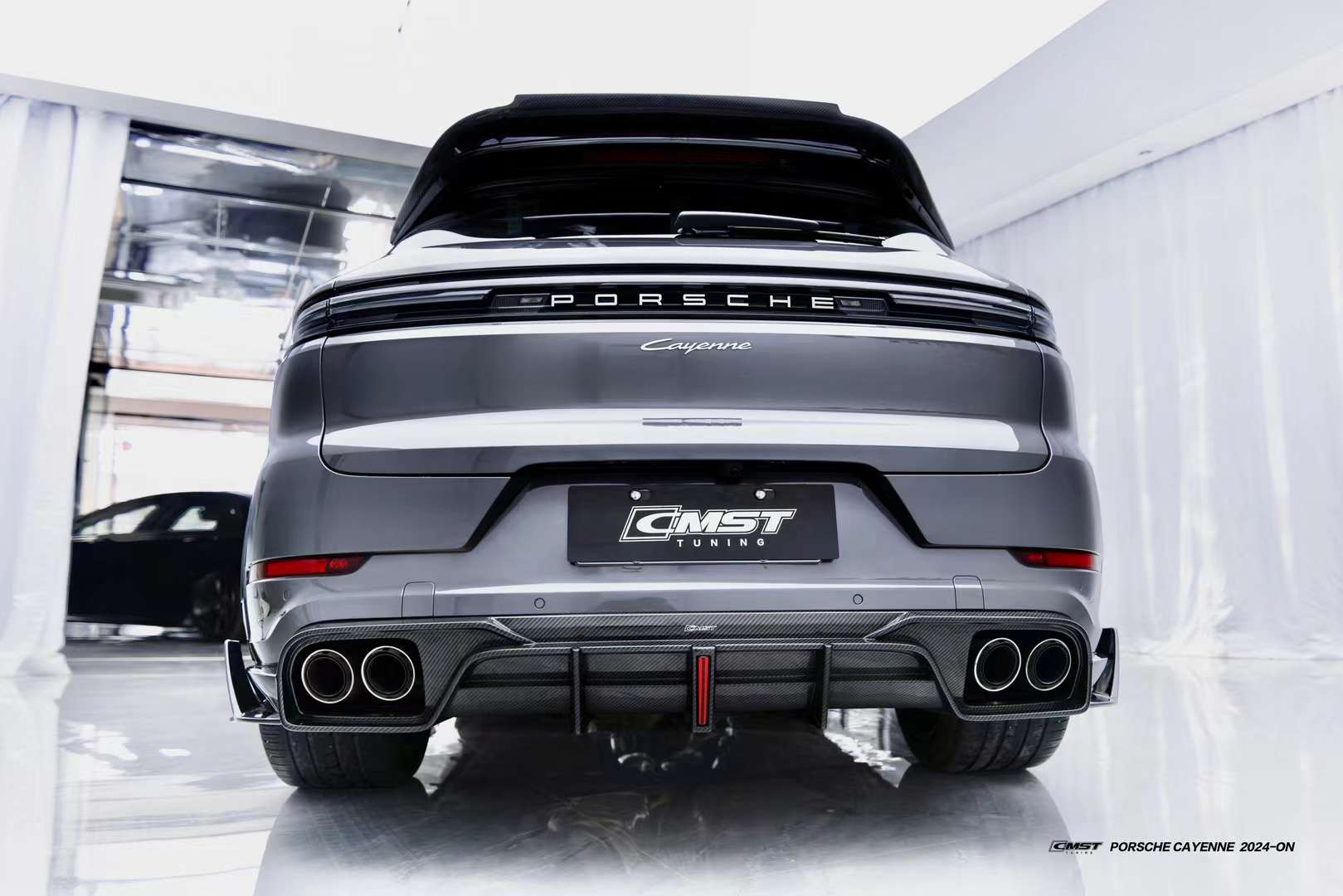 CMST - PORSCHE CAYENNE 2024+ DRY CARBON FIBRE LED REAR DIFFUSER - Aero Carbon UK