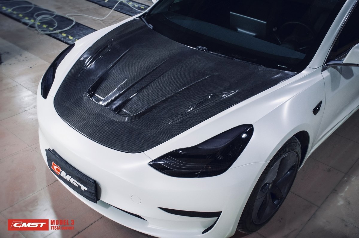 CMST - TESLA MODEL 3 CARBON FIBRE BONNET / HOOD V1 - Aero Carbon UK